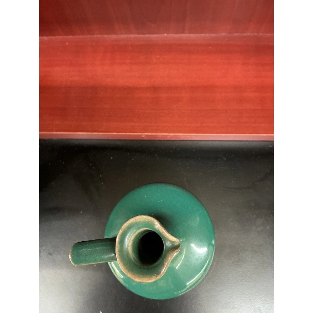 Vintage Teal La Rochere French Pottery‎ Vase Rare Cottage Core